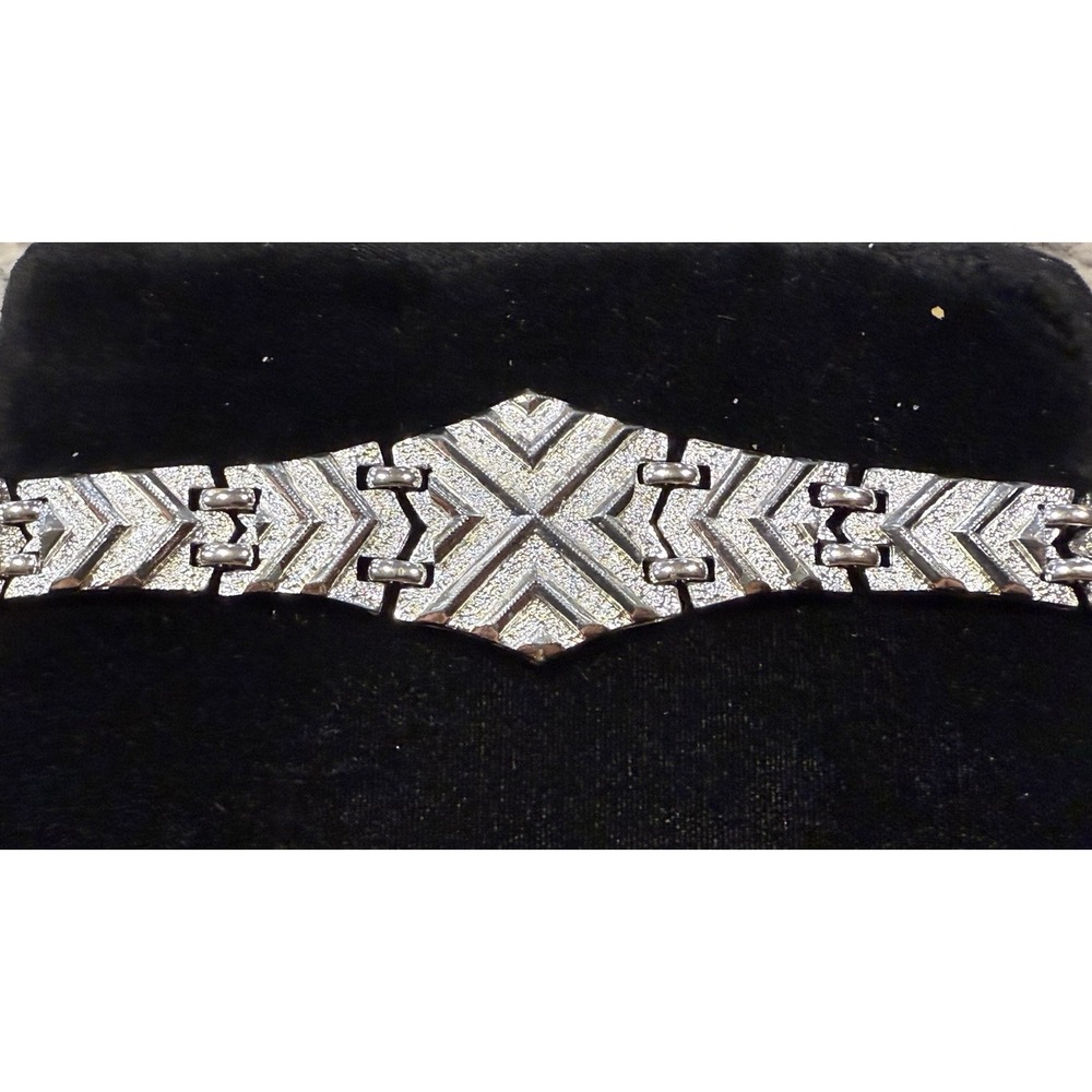 Vintage‎ Sarah Coventry Silver Tone Geometric Link Bracelet Signed